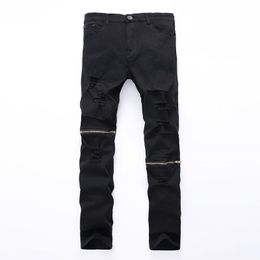 Men's Jeans Men With Holes Denim Super Skinny Famous Designer Brand Straight Jean Pants Scratched Biker