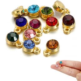 20Pcs/Lot Colourful Crystal Birthstone Charms for DIY Necklace Bracelet Pendant Jeweley Earring Keychain Making Accessories