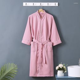 Women's Sleepwear Summer Waffle Bathrobe Women Cotton Lover Suck Water Kimono Bath Robe Plus Size Sexy Dressing Gown Bridesmaid