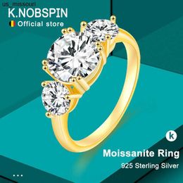 Band Rings Knobspin 925 Sterling Silver Moissanite Ring 3ct 8mm Diamonds with Certificate 18k Gold Rings for Women Wedding Fine Jewellery J230522