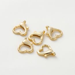 4Pcs Heart Lobster Clasps 14K/18K Gold Color Brass Hook Clip Buckle Spring Snap for DIY Keychain Jewelry Making Accessories