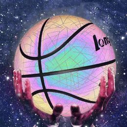 Balls High quality polyurethane basketball reflective ball luminous ball outdoor luminous ball luminous basketball gift 230520
