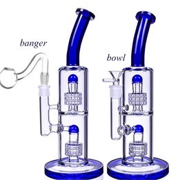 Smoking Pipes Recycler Oil Rigs Blue Stereo Matrix Perc Hookahs Thick Glass Water Bongs Heady Dab 14mm jointQ240515