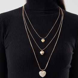 Pendant Necklaces Fashion Peach Heart Multilayer Charms For Women Exquisite Crystal Love Long Sweater Chain Girl Banquet Jewellery