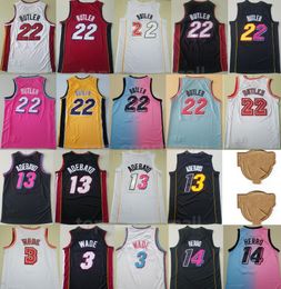 Finals Basketball 22 Jimmy Butler Jerseys 13 Bam Adebayo Jersey 3 Dwyane Wade Sport Shirt 14 Tyler Herro Uniform Champions Vice City Man Earned Black White Pink Red