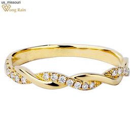 Band Rings Wong Rain 100 925 Sterling Silver High Carbon Diamonds Gemstone Wedding Band 18K Yellow Gold Plated Ring Fine Jewellery Wholesale J0522