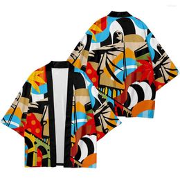 Ethnic Clothing Summer Male Yukata Haori Casual Cosplay Streetwear Men Hawaii Print Kimono Cardigan Samurai Costume Plus Size 6XL