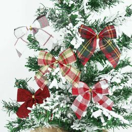 Christmas Decorations 10/20pcs Christmas Gold Dust Bows Christmas Tree Printed Bow Ornaments Christmas Glitter Ribbon Bow Christmas Tree Decorations