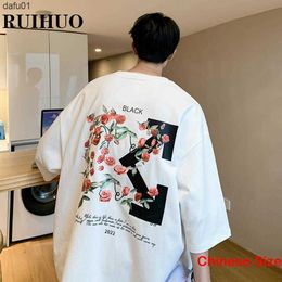 Men's T-Shirts RUIHUO Funny T Shirt For Men Clothing Mens Designer Clothes Chinese Size 5XL 2023 Summer New Arrivals L230520 L230520