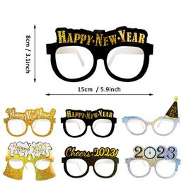 Christmas Decorations Happy New Year Paper Photo Booth Props Frame Glasses Set Eve Party Merry Christmas Decorations For Home Ornaments Xmas