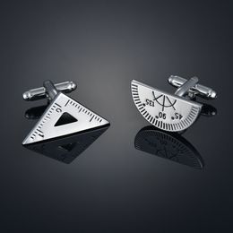 1 Pair Silver Colour Wedding Groom Math Triangle Ruler Cufflinks Cuff Links Men Male Fashion Button Jewellery Gift