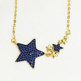 Necklaces 5 Pcs Blue Zirconia Star Pendant Necklace 18k gold plated necklace Jewelry necklace Jewelry Gift 52255