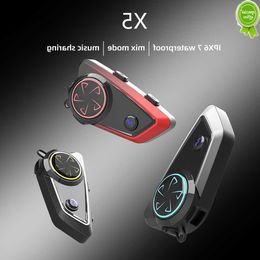 Car New 1000m Motorcycle Bluetooth Intercom Helmet Headset 1000mAh Battery Waterproof Interphone Music Sharing Communication MP3 X5