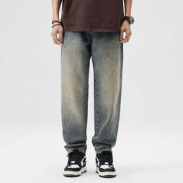 Spring/Summer Men's Straight Loose Fashion Casual Blue Pants Micro Spanish Youth Vintage Simple Jeans P230522