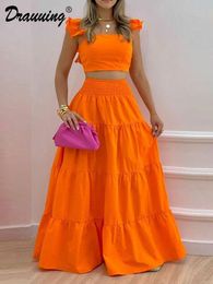 Two Piece Dress Draouing Skirts Set Outfits Please Crop Top and Vacation Summer Outfit 2 piece set 230522