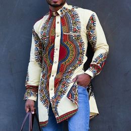 Ethnic Clothing AutumnWinter Fashion Style African Men's Printed Polyester Plus Size Shirt M-4XL 230520