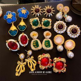 Dangle Earrings Pearl Bowknot Flower Retro Style Fashion Wholesale Luxury Drop Earings For Women Holiday Party Jewellery