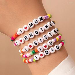 Strand Colorful Beaded Letter Bracelets For Women Stackable Layering Friendship Beads Chain Bangle Female Boho Jewelry