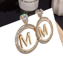 Wholesale 20 Styles Stud Earrings Famous Brand Letter Designer Inlaid Crystal Pearl Earring Geometry Annulus Eardrop Ear Ring Womens Wedding Jewellery Accessories