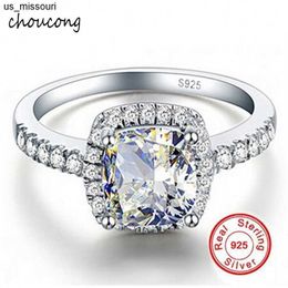 Band Rings Promotion!! GALAXY 925 Sterling Silver RING Luxury 4 CZ Diamond Crystal Wedding Rings For Women SIZE US 5 6 7 8 9 10 11 12 J230522