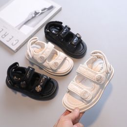 Sandals Children Summer Sandals Chic Girls Casual Sandals Solid Black Kids Fashion Princess Japanese Style Classic Flowers Buckle 230522