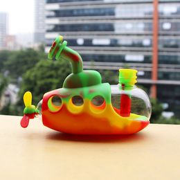 Portable submarine silicone dab rigs hookahs glass bong bowls slide hookah joint size 14mm male for water pipe bongs