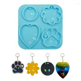 Bakeware Tools Holographic Light And Shadow Keychain Crystal Epoxy Resin Mold Jewelry Pendant Silicone Mould DIY Craft Casting Tool