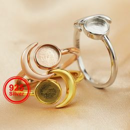 Polish 6MM Keepsake Breast Milk Resin Round Bezel Ring Settings Full Moon Solid 925 Sterling Silver Rose Gold Plated Ring 1294328