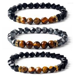 Strand Facted Natural Obsidian Hematite Tiger Eye Beads Bracelets Men For Magnetic Health Protection Women Soul Jewellery Pulsera Hombre
