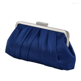 Abendtaschen, blaue Satin-Tasche, schwarze Damen-Bankett-Handtasche, faltbare Clutch