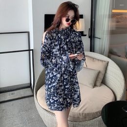 Casual Dresses 2023 Summer Dress Sweet Rum Slouchy Off-shoulder Floral Design Sense Retro Fashion Versatile