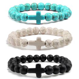 Cross Bracelet Volcano Stone Crystal Beaded Bracelet Yoga Energy Stone Songstone Fashion Accessories