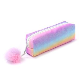 Multicolor large capacity pencil case for girls pencil bag long plastic zipper student stationery storage rectangular pencil box nice looking pretty BA037 E23