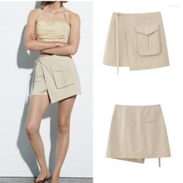 Skirts COS LRIS 2023 Summer Fashion Women's Pocket Decoration High Waist Adjustable Tooling Culottes Shorts 7563081