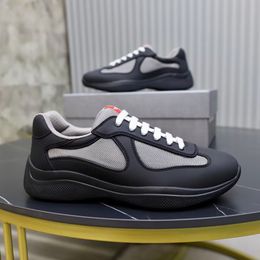 Luxury Casual Shoes America Cup Sneakers Breathable Mesh Soft Rubber Bike Fabric Calfskin Mens Trainers Technical Casual Walking Shoe Size 38-46