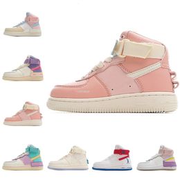 Kids force 1 Macaroon running Shoes boys girls Colour block Air AF1 Shadow "Pastel" sneakers Trainers Mid Sneakers Outdoor walking Trainers Platform Sneakers 22-37