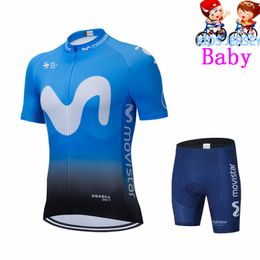 Cycling Jersey Sets Cycling Jersey Sets Movistar Kids Cycling Jersey Bike Shorts Boys Road Mountain MTB Bicycle Clothes Maillot Ropa Ciclismo Summer Hommer 240327