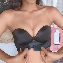 Bras Front Closure Sexy Push Up Bra Women's Invisible Bras Underwear Lingerie for Female Brassiere Strapless Seamless Bralette AB Cup T230522