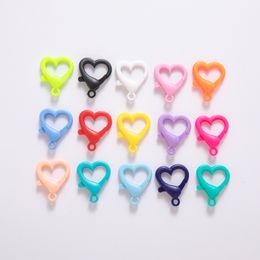 20Pcs/Lot Mixed Heart Plastic Lobster Clasp Hook Keychain End Connectors For Craft Jewellery Making DIY Chain Accessories Findings