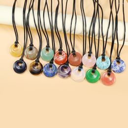 Pendant Necklaces Natural Stone Necklace Round Large Hole Bead Shape Gemstone Exquisite Charms For Jewellery Making Diy Accessories