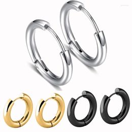 Hoop Earrings Starmoon 2Pcs Street Men Womens Girls Earrings/Ear Ring Smooth Round Earring Anti-allergic Stainless Steel Personality