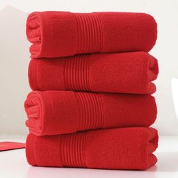 Red Cotton Towels Wedding Gift Face Towel Solid Colour Soft Thick Towel 34*74cm for Adults Kids Home Bathroom Toalla Serviette