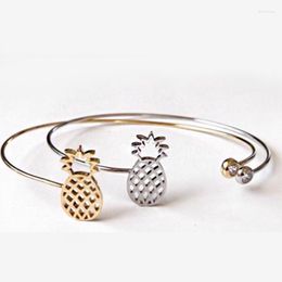 Bangle 1pc Arrival Cute Adjustable Pineapple Cuff With Crystal Bracelets For Women Girl's Gift Fashion Accessory