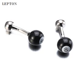 Black Ball of Number 8 Cufflinks For Mens Lepton Billiards Sport Round black Ball 8 design Men Shirt Cuffs Cufflinks