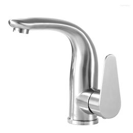 Bathroom Sink Faucets 1PC 304 Stainless Steel Brused Side Open Basin Faucet Single Hole Home Washbasin And Cold Mixing Valve Tap