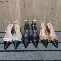 Sandals High Heels Shoes Bicolor beige black Pumps Bow Bowknot Chain C Sandal Genuine Leather Twotone Slingbacks Beads CHANL Interlocking Mary Jane Slides Mary Jane