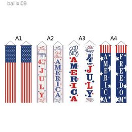 Party Decoration 4th of July Porch Sign American Patriotic Door Decoration Christmas Door Porch Banner Hanging Banner for Yard Indoor Outdoor T230522