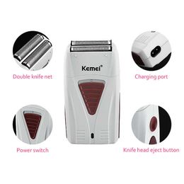 Electric Shaver Kemei Barber Men's Shaver Beard Travel SUB Double Blade Shaving Trimmer Short Hair Removal Male Machine Bodygroom Clipper