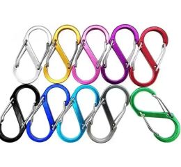 51x23mm Large Keychain Multifunctional Key Ring Outdoor Tools Camping S-type Buckle 8 Characters Quickdraw Carabiner FY5741