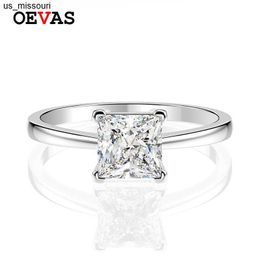 Band Rings OEVAS 100 925 Sterling Silver Simple 66mm High Carbon Diamond Wedding Rings For Women Sparking 5A Zr Party Fine Jewellery J230522